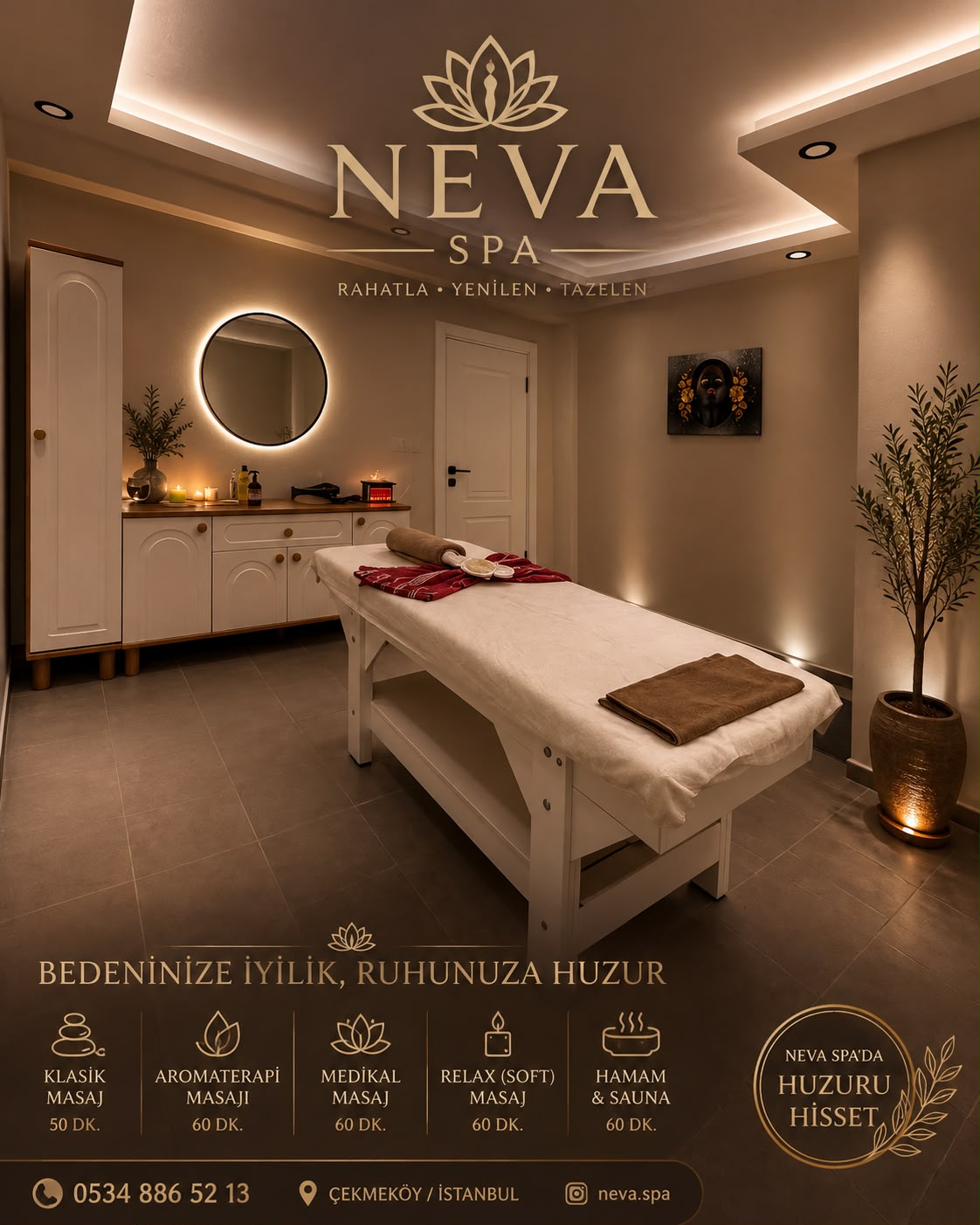 Neva Spa Çekmeköy masaj salonu hizmet ve masaj paketleri listesi